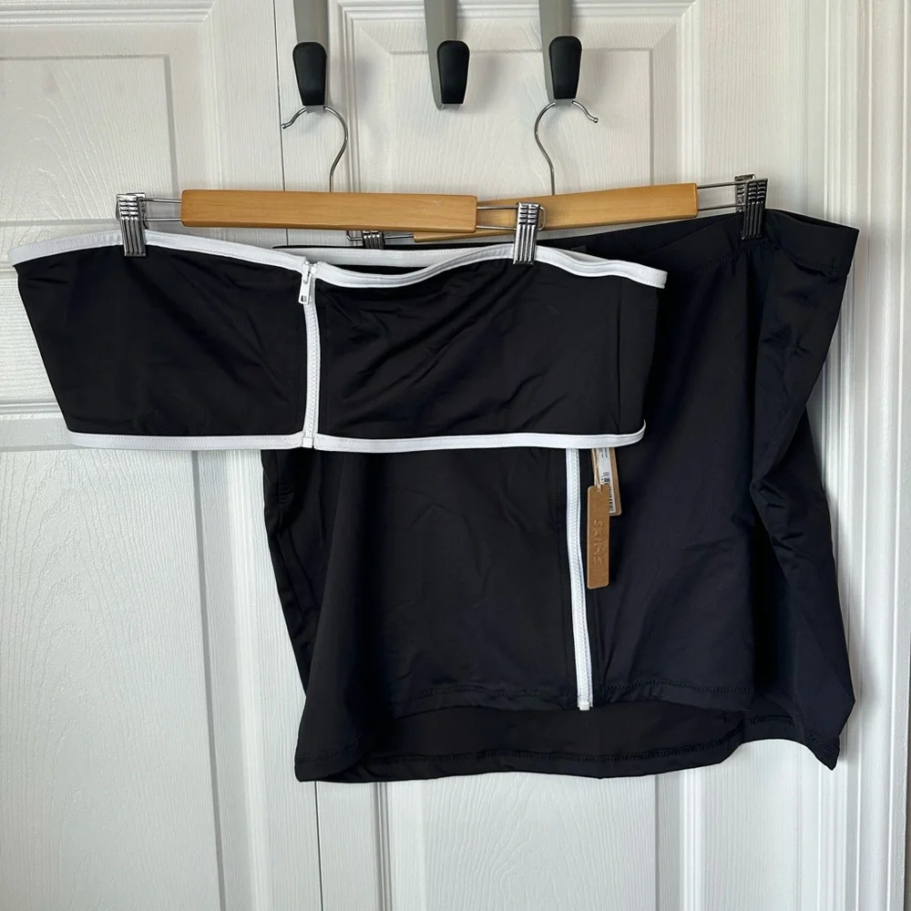 SKIMS Sporty Zipper Swim Skirt Bandeau Set 4X